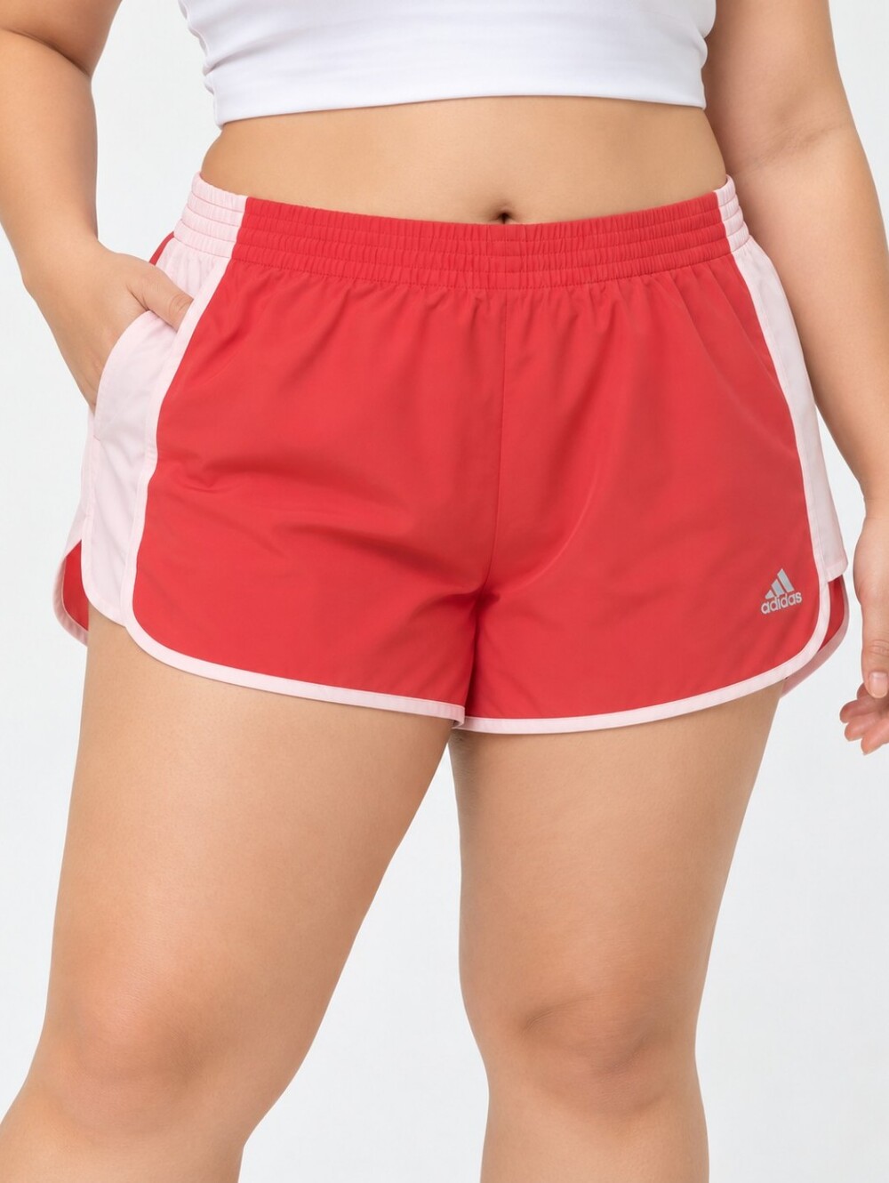 adidas Women's Red Running Shorts with Pink Trim